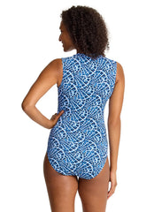 Tommy Bahama Women's Island Cays Shell Cove High Neck One Piece Swimsuit