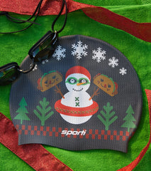 Sporti Limited Edition Granny Sweater Snowman Silicone Swim Cap