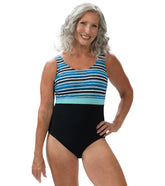 Dolfin Aquashape Women's Color Block Scoop Back One Piece Swimsuit