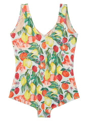Sporti Plus Size Riviera Picnic Conservative Printed Girl Leg One Piece Swimsuit