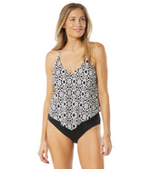 Beach House Women's Island Grid Pique Nikki Scarf Hem Racer Back Tankini Top
