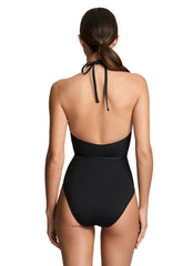 Lauren Ralph Lauren Women's Beach Club Solids Squared Hip High Neck One Piece Swimsuit