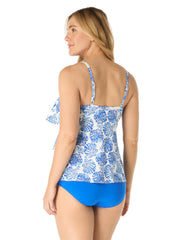 Beach House Women's Shoreline Shells Jane Ruffle Tankini Top