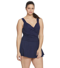 Anne Cole Live In Color Underwire Twist Front Shirred Swim Dress
