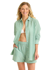 Tommy Bahama Women's Suntan Til Sunset Boyfriend Cover Up Shirt