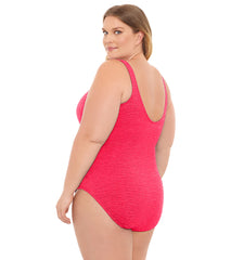 Krinkle By Penbrooke Plus Size Chlorine Resistant Mock Surplice One Piece Swimsuit