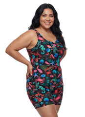 Sporti Plus Size Unitard Tide Pool One Piece Swimsuit