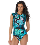 Beach House Women's Delray Botanical Endurance Zip Front One Piece Swimsuit