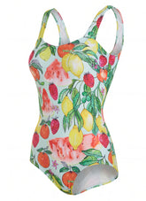 Sporti Riviera Picnic Moderate Printed Sweetheart One Piece Swimsuit