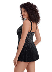 Longitude Women's Long Torso Sparkle Falls Princess Seam Swim Dress