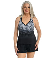 Maxine Women's Chlorine Resistant Ombre Animal Racerback Tankini Top