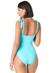 Kate Spade Women's Solid Shirred Front One Piece Swimsuit