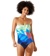 Tommy Bahama Women's Watercolor Floral Bandeau One Piece Swimsuit