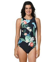 Jantzen Women's Botanical Beauty Farrah High Neck One Piece Swimsuit