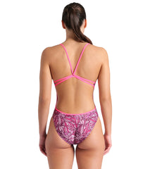 Arena Women's Pink Dahlia Lace Back One Piece Swimsuit