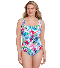 Longitude Women's Fairy Tale Lace Up Back Tank Long Torso One Piece Swimsuit