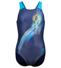 Arena Girls' Arena Parrot Jr V Back One Piece Swimsuit (Little Kid, Big Kid)