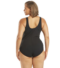 Speedo Women's Plus Side Shirred Contourback One Piece Swimsuit