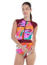 Body Glove Women's Hype Stand Up UPF 50 Crew Neck One Piece Swimsuit