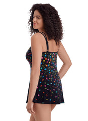 Longitude Women's Long Torso Little Flowers Princess Seam Swim Dress