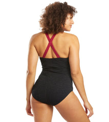 Speedo Women's Pebble Texture Colorblock One Piece Swimsuit
