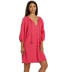 Tommy Bahama Women's Seersucker Split Neck Tunic Cover Up Dress