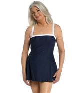 Maxine Women's Solid Bandeau Princess Seam Swim Dress