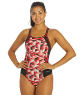 Dolfin Women's Reliance Molten Print Spliced DBX Back One Piece Swimsuit