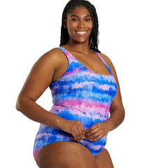 Sporti Plus Size HydroLast Malibu Sunrise Chlorine Resistant Moderate Scoop Back One Piece Swimsuit