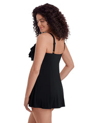 Longitude Women's Long Torso Solitude 2.0 Ruffle Front Swim Dress