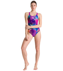Arena Women's Palm Print MaxLife Swim Pro Back One Piece Swimsuit