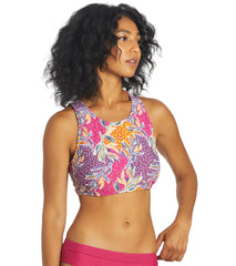 Sporti Active Floral Patchwork High Neck Crop Bikini Top