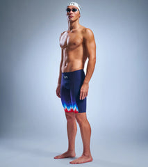 TYR Men's Shockwave USA High Waist Jammer Tech Suit Swimsuit