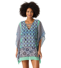 Tommy Bahama Island Cays Hibiscus Chiffon Lace Up Cover Up Tunic