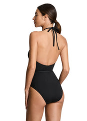 Lauren Ralph Lauren Women's Beach Club Solids Squared Hip High Neck One Piece Swimsuit