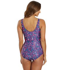 Sporti HydroLast Leopard Chlorine Resistant Moderate Scoop Back One Piece Swimsuit