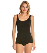 Women's Krinkle By Penbrooke Chlorine Resistant Scoop Neck Sheath One Piece Swimsuit