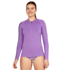Speedo Women's Full Zip Long Sleeve Colorblock Rashguard