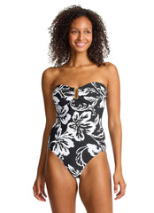Tommy Bahama Women's Sunset Blooms Underwire Bandeau One Piece Swimsuit