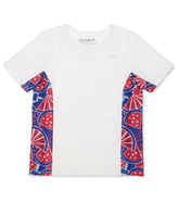 Speedo Girls' Printed Splice Short Sleeve Rashguard (Big Kid)