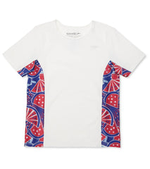 Speedo Girls' Printed Splice Short Sleeve Rashguard (Big Kid)