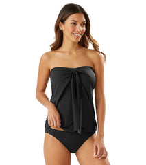 Tommy Bahama Women's Pearl Solids Sarong Bandeau Tankini Top