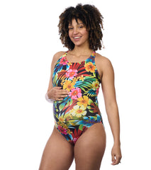 EQ Swimwear Women's Tropical Hawaiian Harmony Maternity One Piece Swimsuit