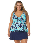 Beach House Women's Plus Size Sea Glass Palm Blair High Neck Tankini Top