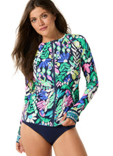 Beach House Women's Monterey Garden Rib Long Sleeve Zip Front Rash Guard