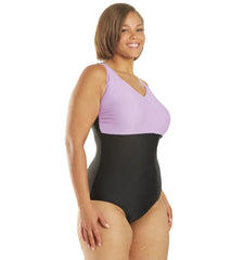 Sporti Plus Size Moderate Colorblock Sweetheart One Piece Swimsuit