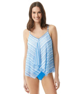 Beach House Women's Sea Glass Stripe Kerry Mesh Layer Tankini Top