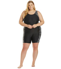 Waterpro Women's Plus Swirl Side Splice Unitard