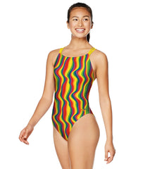 Speedo Pride Women's Printed Double Strap One Piece Swimsuit