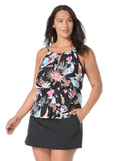 Beach House Women's Plus Size Endless Summer Jaclyn High Neck Tiered Ruffle Tankini Top